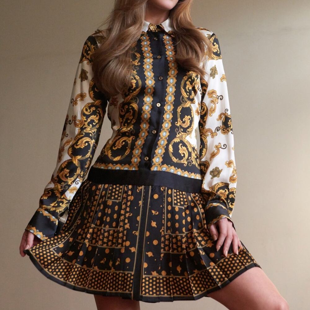 Zara Mixed Print Pleated Dress